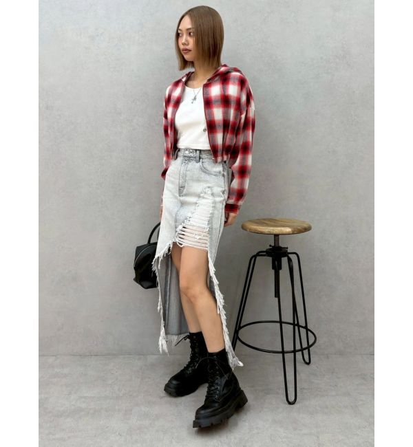 EVRIS「フードチェックショートシャツ」|シャツ・ブラウス|