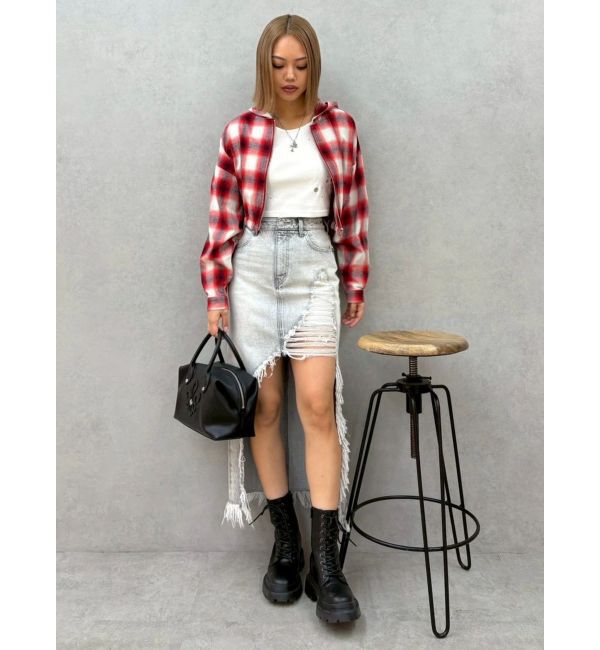 EVRIS「フードチェックショートシャツ」|シャツ・ブラウス|