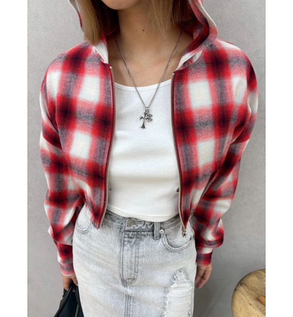 EVRIS「フードチェックショートシャツ」|シャツ・ブラウス|