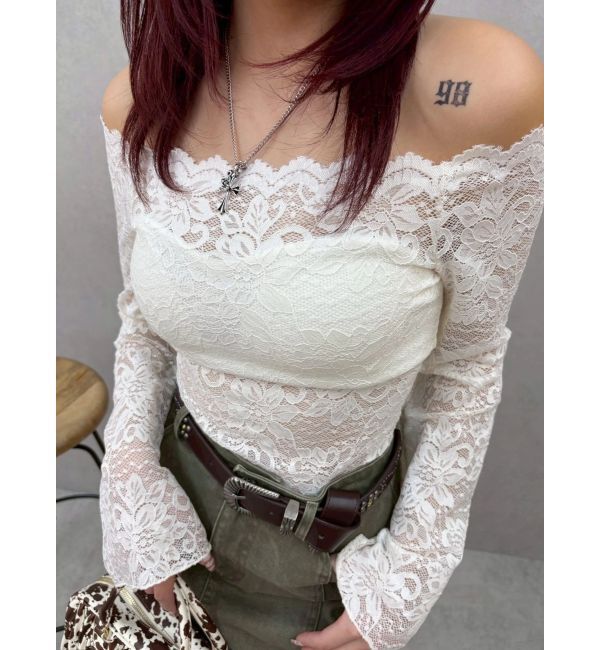 EVRIS「スカラップオフショルレーストップス」|シャツ・ブラウス|