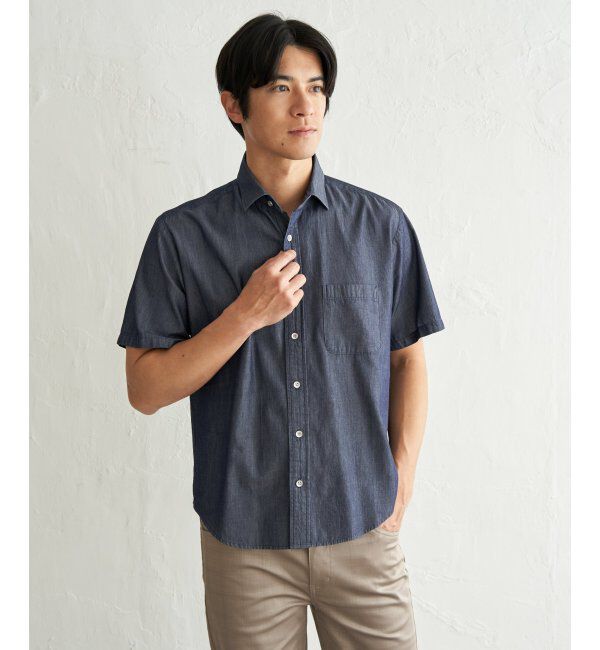 ikka「インディゴレイカンスイスカラーシャツ」|シャツ・ブラウス|