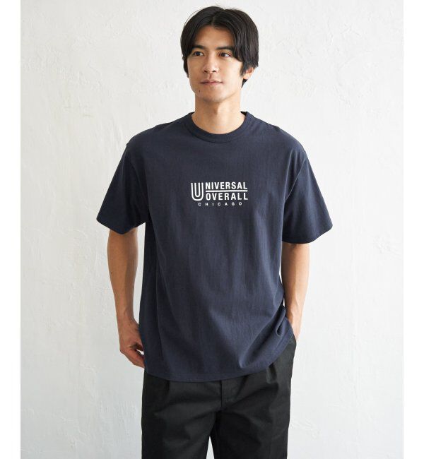 ikka「UNIVERSAL OVERALL ユニバーサルオーバーオール DAILYプリントTシャツ」|Tシャツ・カットソー|ネイビーブルー