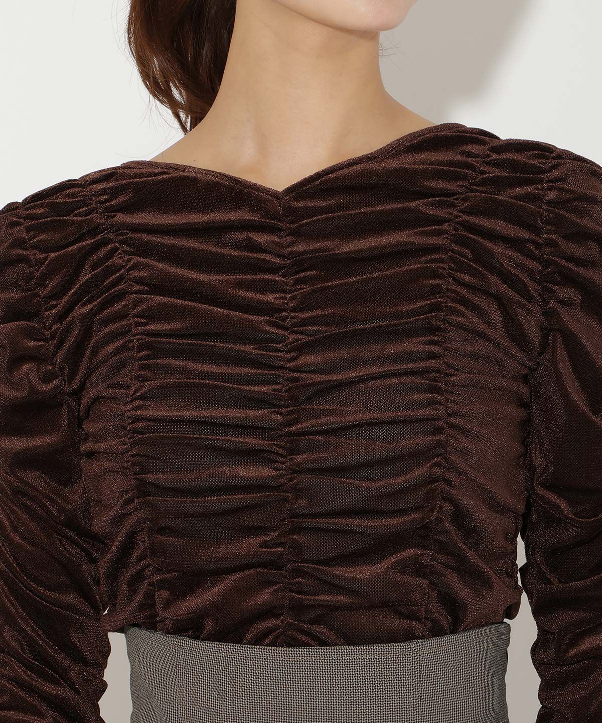 アンドクチュール「シャーリングベロアプルオーバー」|Tシャツ・カットソー|