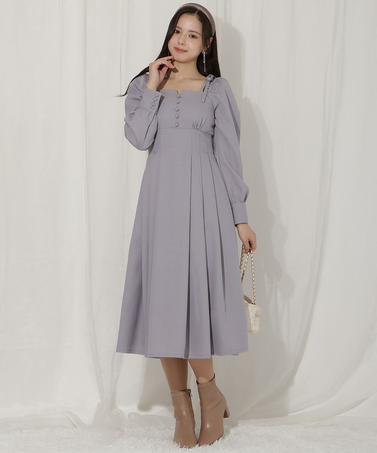 WILLSELECTION「ショルダーリボンタックフレアワンピース」|ワンピース|