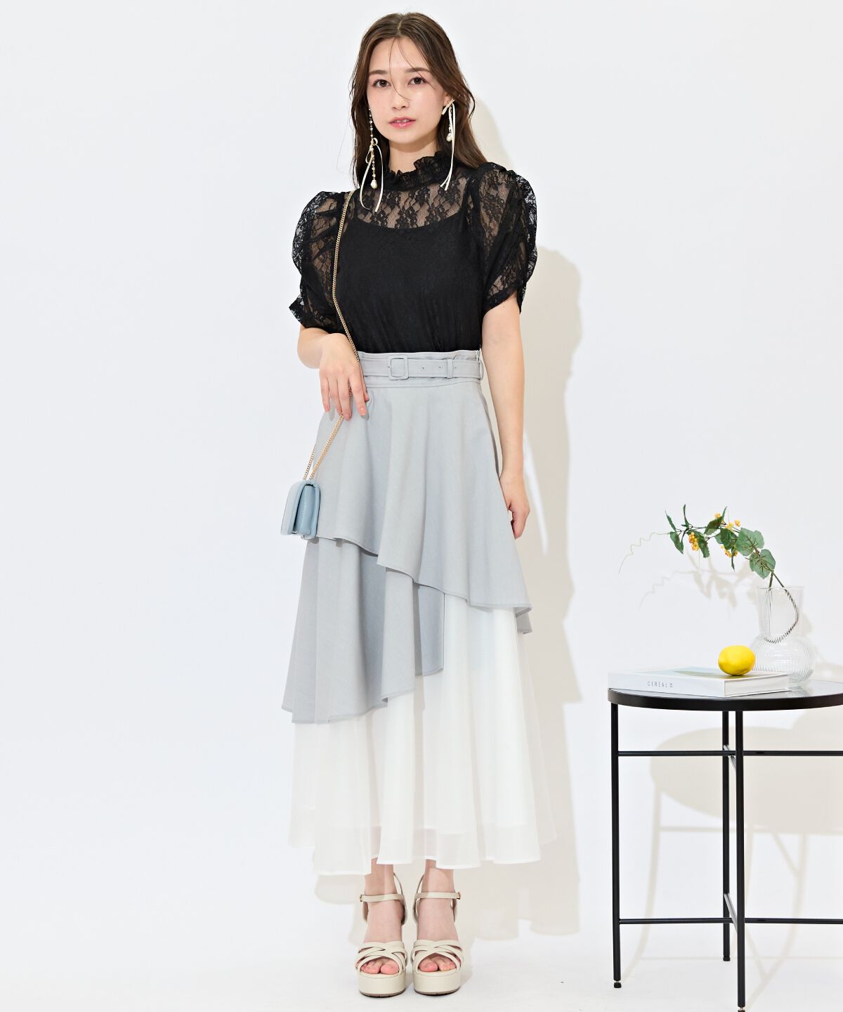 WILLSELECTION「ベルト付きアシメレイヤードスカート」|フレア|