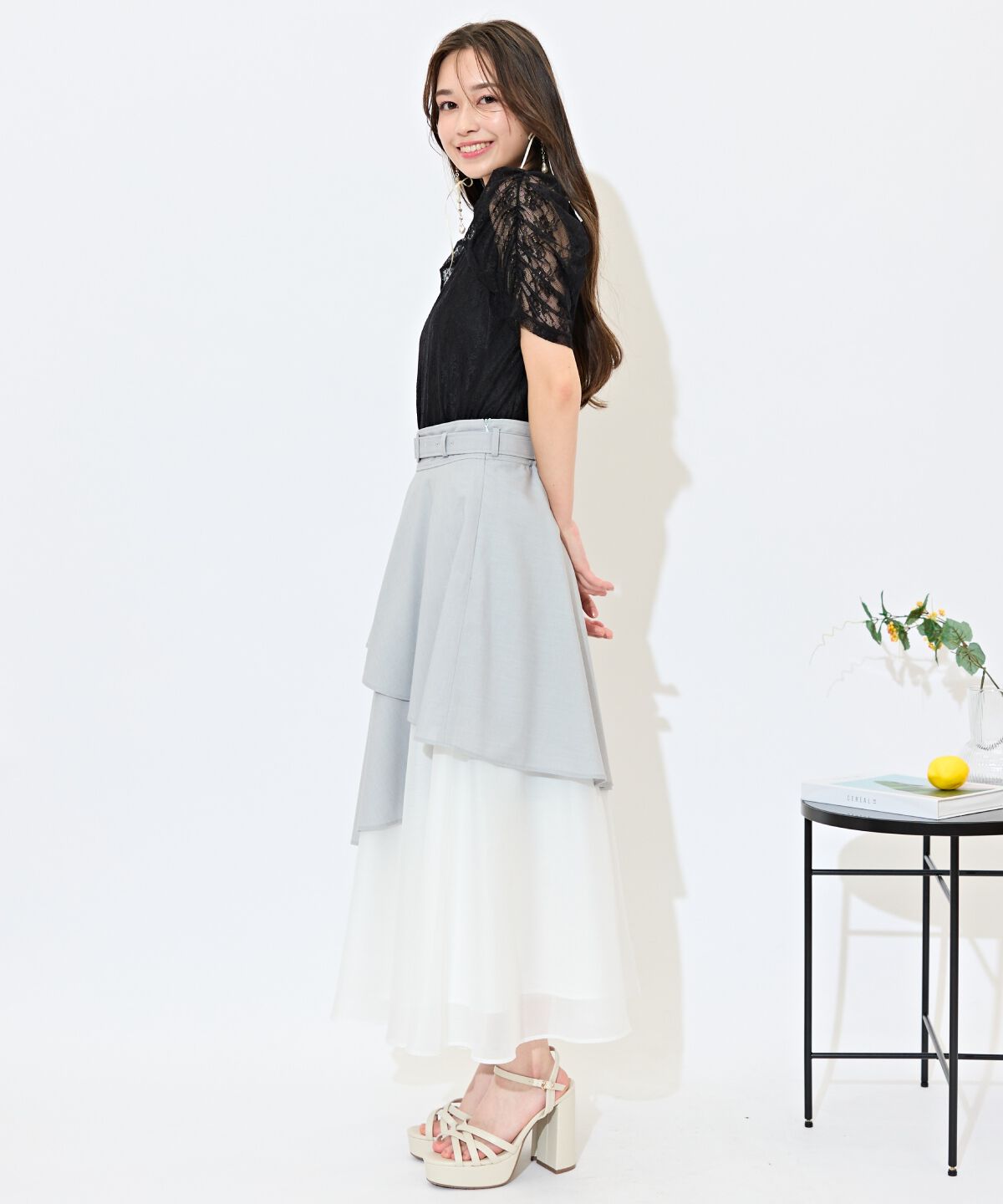 WILLSELECTION「ベルト付きアシメレイヤードスカート」|フレア|