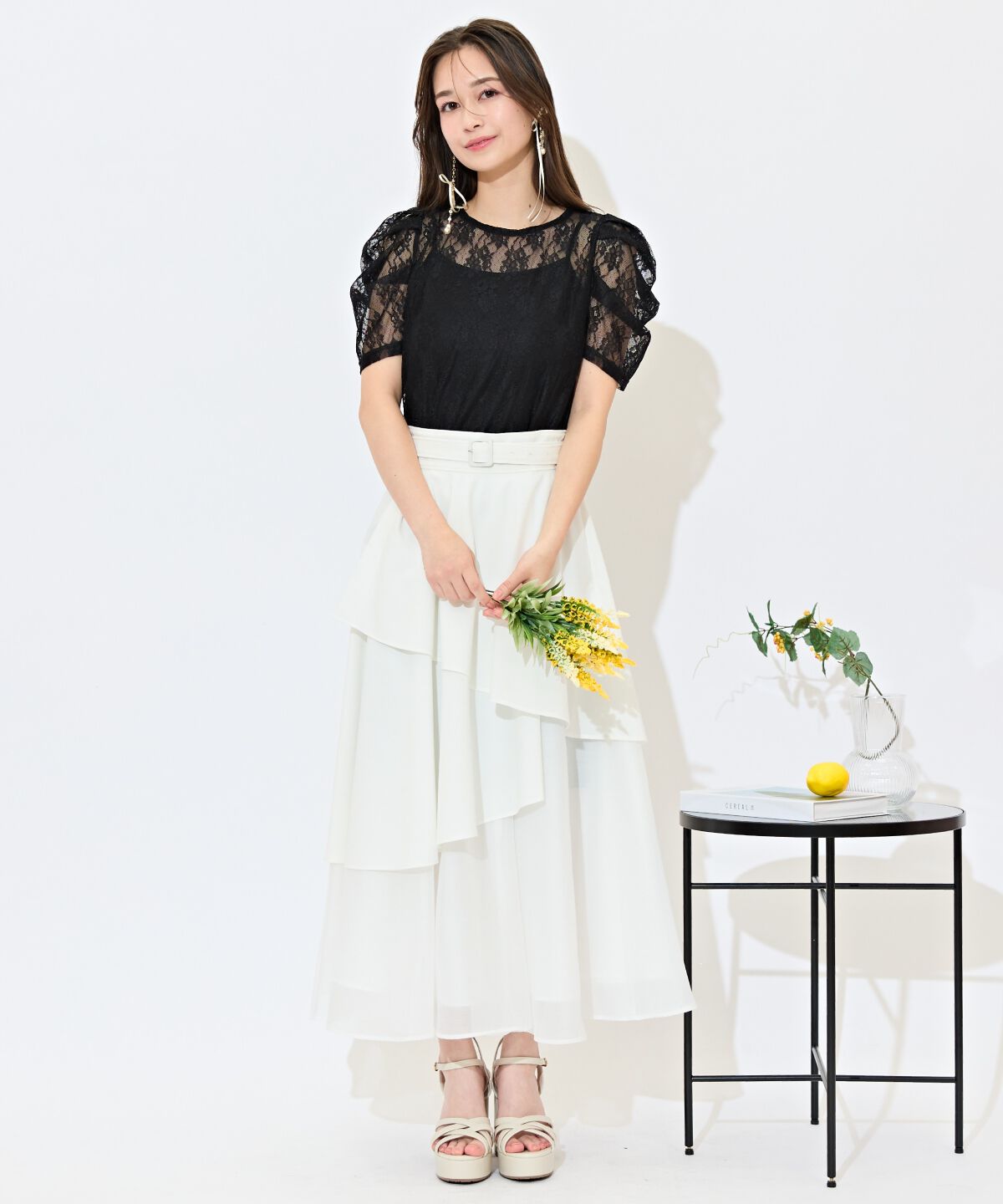 WILLSELECTION「ベルト付きアシメレイヤードスカート」|フレア|