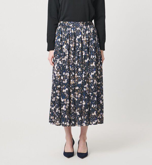UNITED ARROWS「サテン フラワープリント スカート ‐ウォッシャブル‐」|スカート|