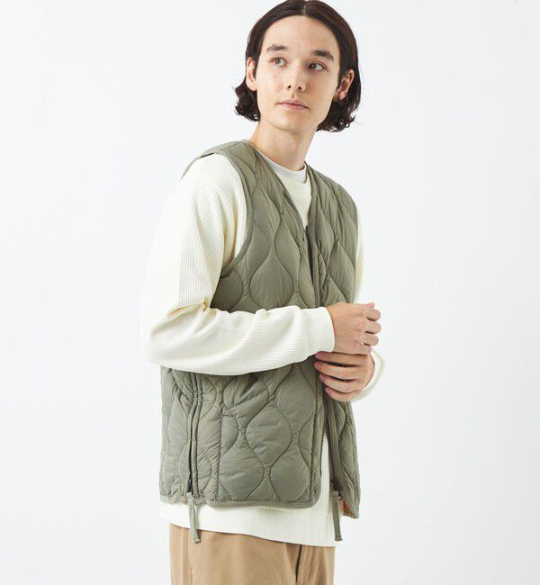 UNITED ARROWS green label relaxing「＜TAION＞ミリタリー Vネック ダブルジップ ダウンベスト」|ダウンベスト・ベスト|LT.GRAY