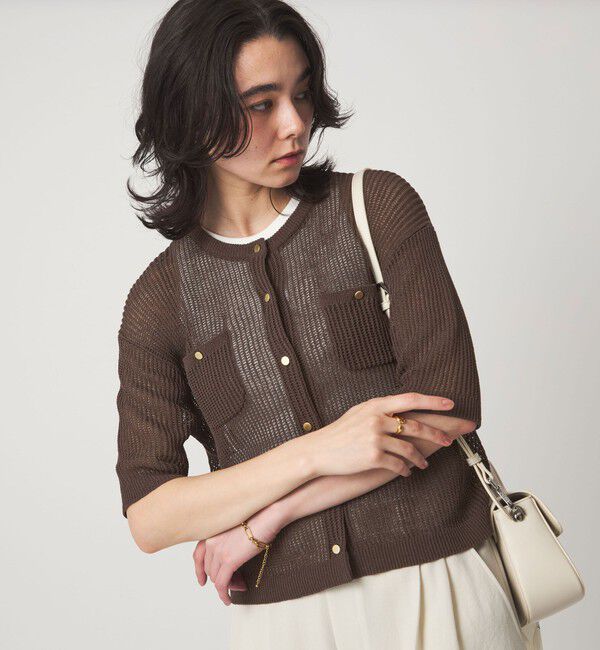 UNITED ARROWS green label relaxing「【結論シリーズ】デイリーメッシュカーデ ウォッシャブル」|カーディガン|