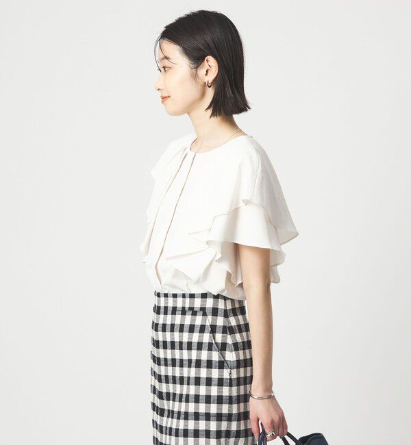 UNITED ARROWS green label relaxing「Breeze Cool  ラッフル ブラウス マシンウォッシャブル 吸水速乾 通気性 UVカット」|シャツ・ブラウス|