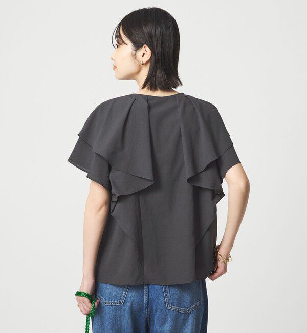 UNITED ARROWS green label relaxing「Breeze Cool  ラッフル ブラウス マシンウォッシャブル 吸水速乾 通気性 UVカット」|シャツ・ブラウス|