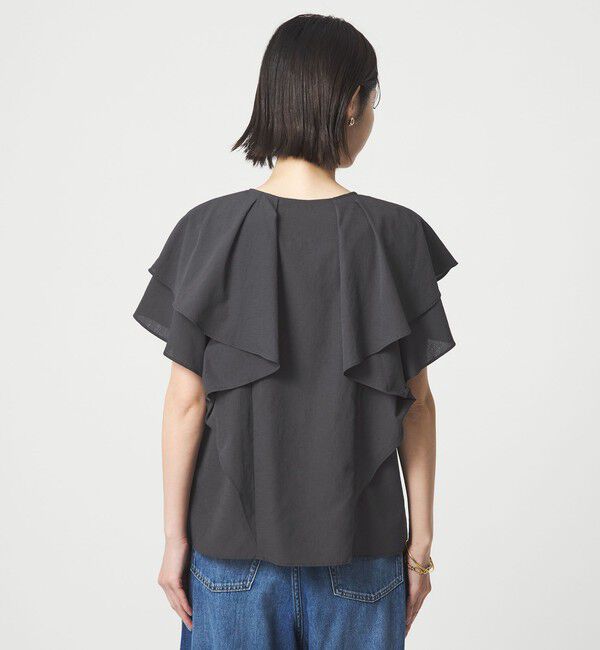 UNITED ARROWS green label relaxing「Breeze Cool  ラッフル ブラウス マシンウォッシャブル 吸水速乾 通気性 UVカット」|シャツ・ブラウス|