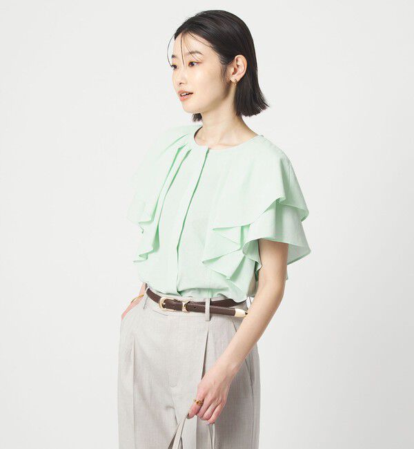 UNITED ARROWS green label relaxing「Breeze Cool  ラッフル ブラウス マシンウォッシャブル 吸水速乾 通気性 UVカット」|シャツ・ブラウス|