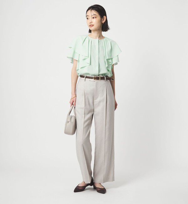 UNITED ARROWS green label relaxing「Breeze Cool  ラッフル ブラウス マシンウォッシャブル 吸水速乾 通気性 UVカット」|シャツ・ブラウス|