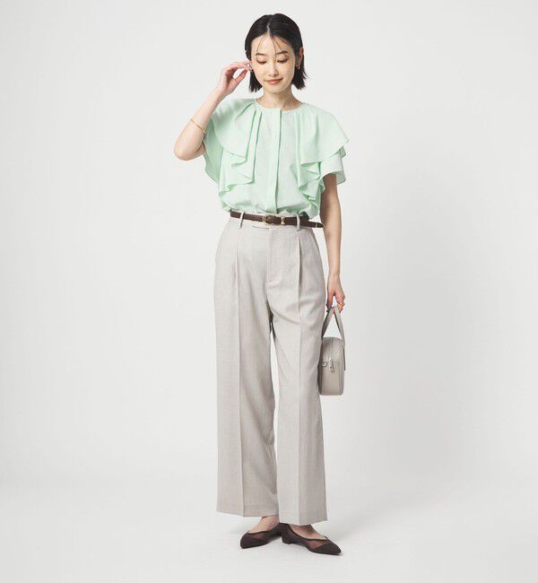 UNITED ARROWS green label relaxing「Breeze Cool  ラッフル ブラウス マシンウォッシャブル 吸水速乾 通気性 UVカット」|シャツ・ブラウス|