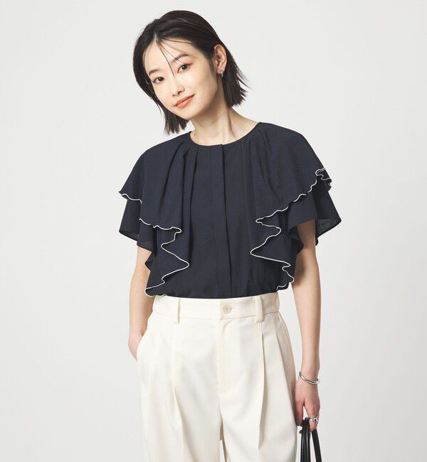 UNITED ARROWS green label relaxing「Breeze Cool  ラッフル ブラウス マシンウォッシャブル 吸水速乾 通気性 UVカット」|シャツ・ブラウス|