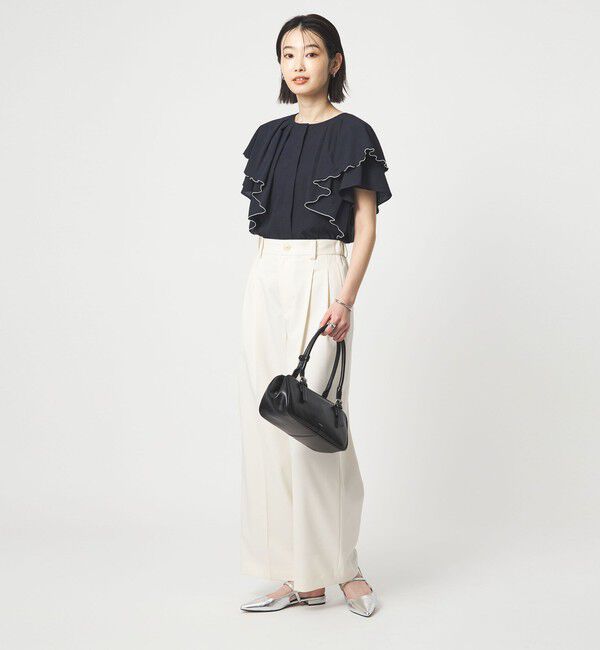 UNITED ARROWS green label relaxing「Breeze Cool  ラッフル ブラウス マシンウォッシャブル 吸水速乾 通気性 UVカット」|シャツ・ブラウス|