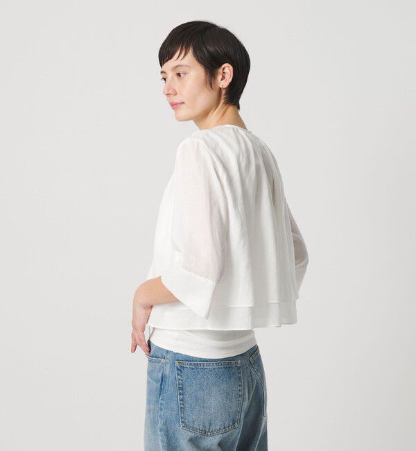 BEAUTY&YOUTH UNITED ARROWS「麻ブレンド フロントリボン ティアード シャツ ウォッシャブル」|シャツ・ブラウス|