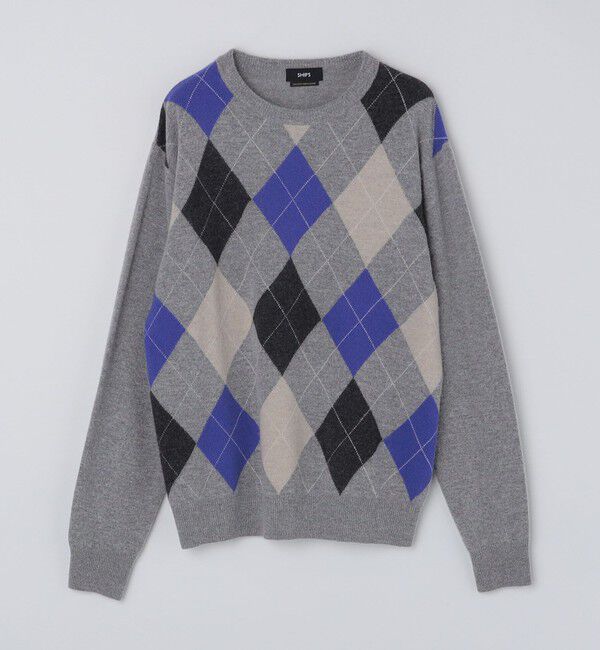 SHIPS「SHIPS: 12G イタリー ヤーン アーガイル クルーネック ニット プルオーバー」|ニット・セーター|