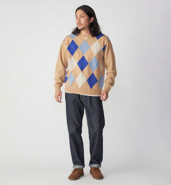 SHIPS「SHIPS: 12G イタリー ヤーン アーガイル クルーネック ニット プルオーバー」|ニット・セーター|