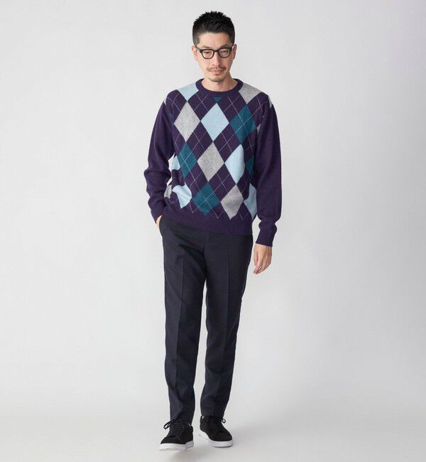 SHIPS「SHIPS: 12G イタリー ヤーン アーガイル クルーネック ニット プルオーバー」|ニット・セーター|