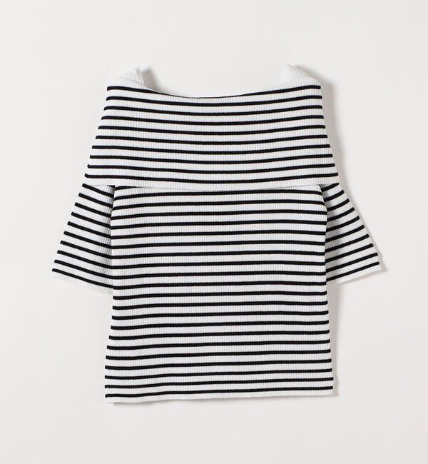 quaranciel「《予約》quaranciel:〈洗濯機可能〉オフショルダー ハーフスリーブ リブ ニット」|ニット・セーター|