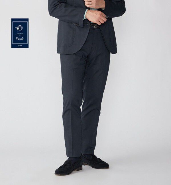 SHIPS「SHIPS:〈FUNCTION/手洗い可能〉ラミー ブレンド スラックス(セットアップ対応)」|チノ|ネイビー