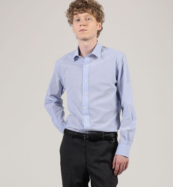 TOMORROWLAND MENS「200/2 コットンシアサッカー ショートポイント ワイドスプレッド シャツ」|シャツ・ブラウス|