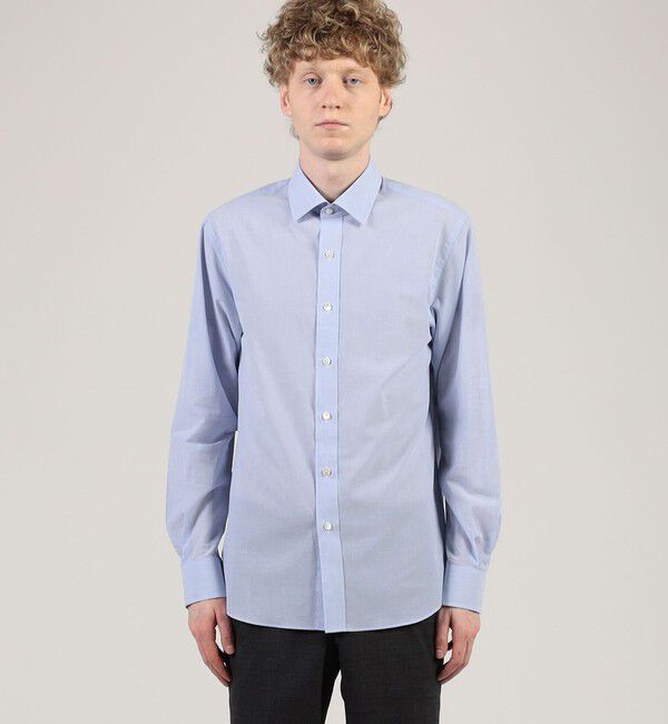 TOMORROWLAND MENS「200/2 コットンシアサッカー ショートポイント ワイドスプレッド シャツ」|シャツ・ブラウス|