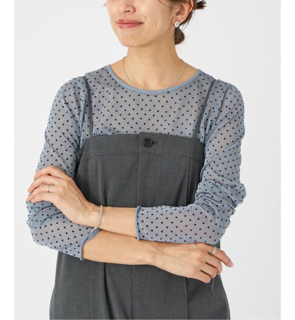 IENA「フロッキードット シアー プルオーバー」|ニット・セーター|グレー