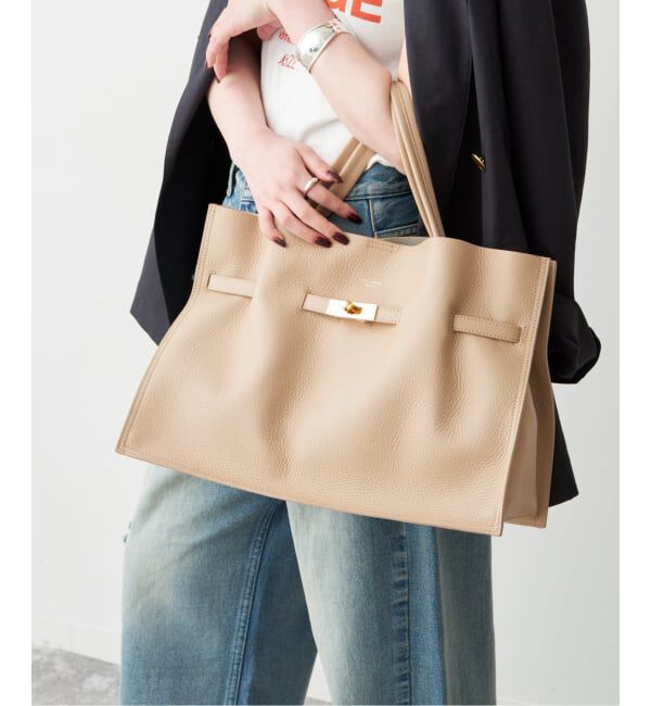 Spick and Span「《追加》VIOLAd&rsquo;ORO / ヴィオラドーロ イタリアンWフェイスレザートートバッグ L」|トートバッグ|ベージュ