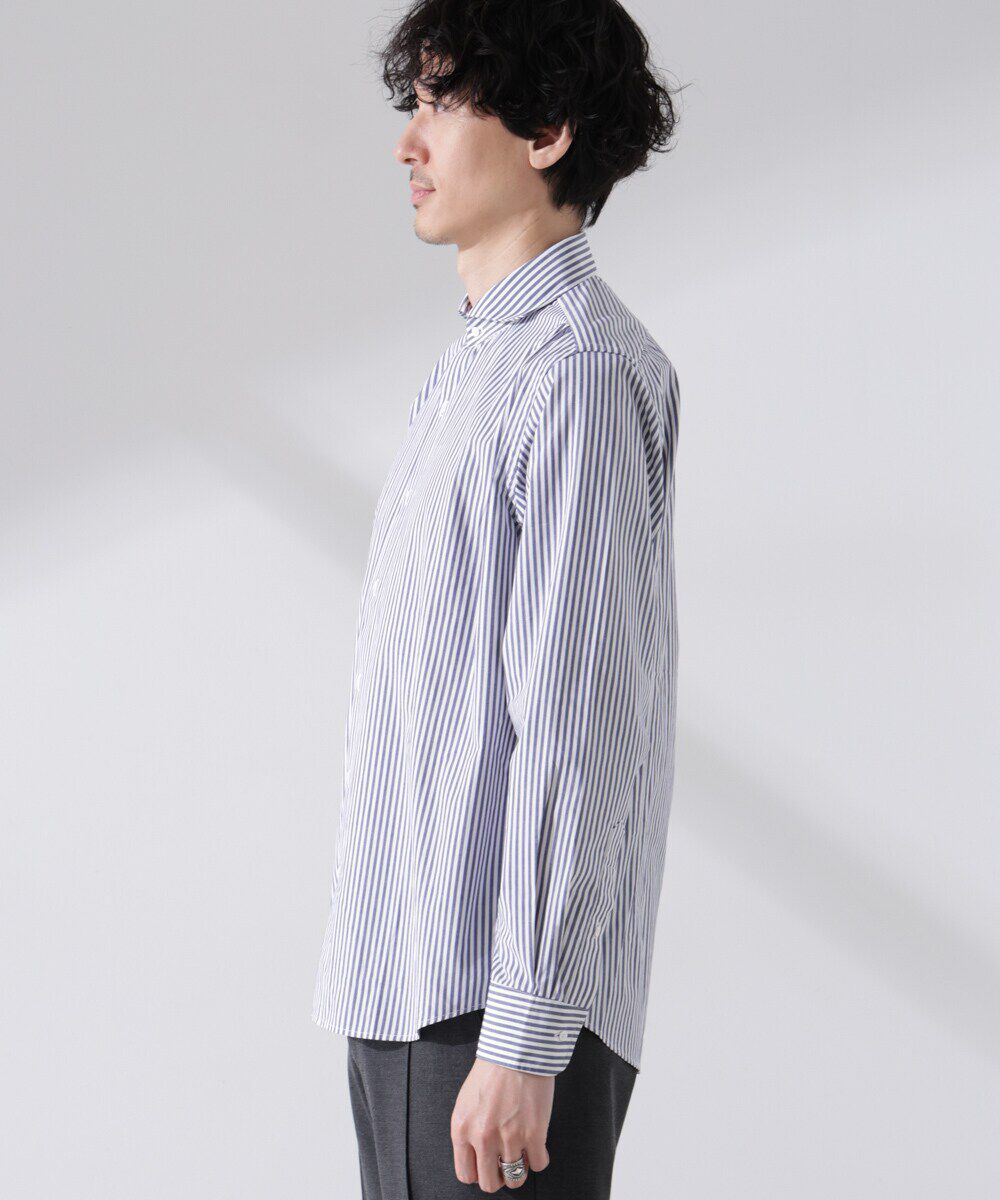 nano･universe「｢N shirt｣Anti Soaked(R) 汗染み防止ホリゾンタルカラーシャツ長袖」|シャツ・ブラウス|