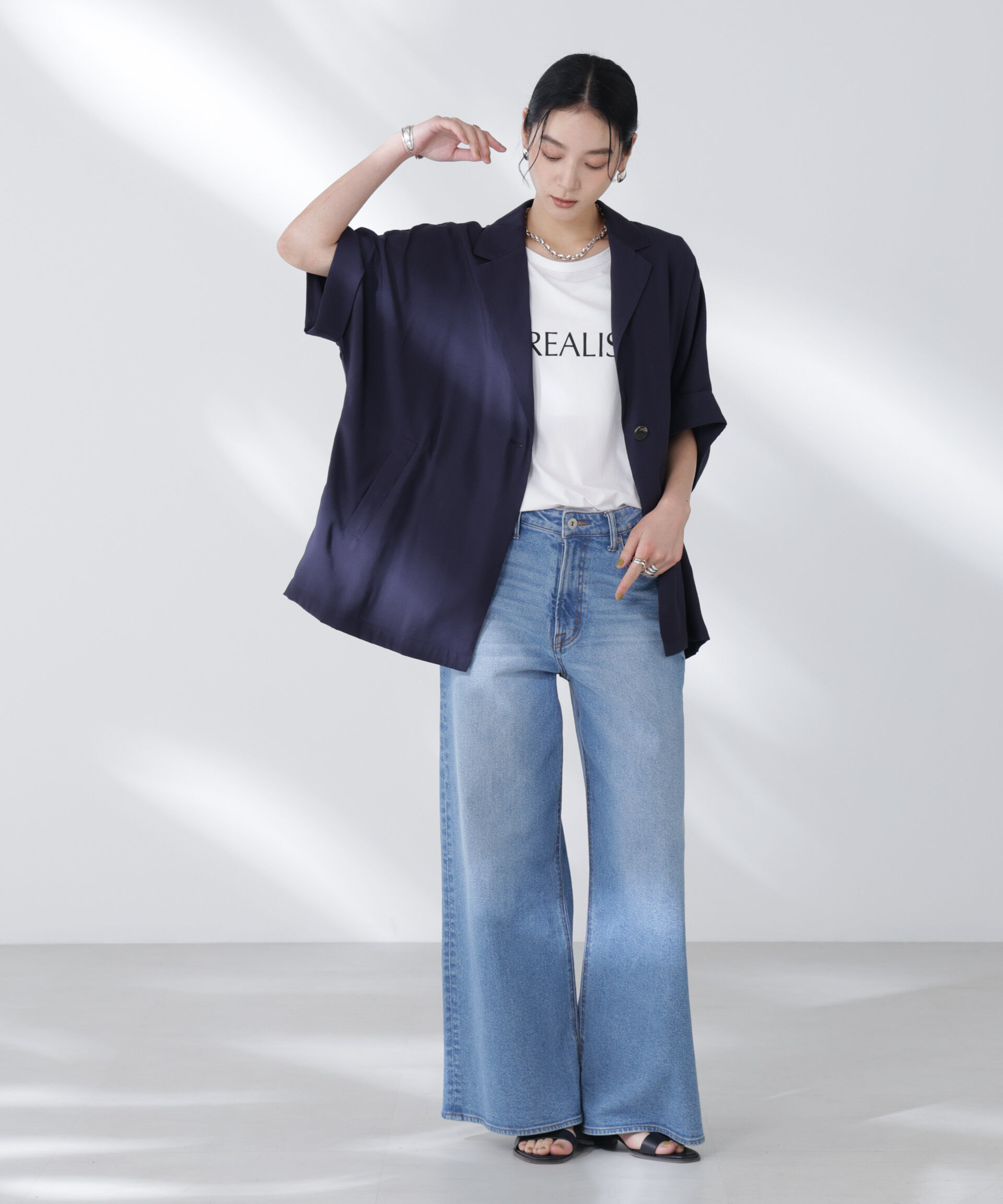 nano･universe「ハーフスリーブラフジャケット」|テーラードジャケット|