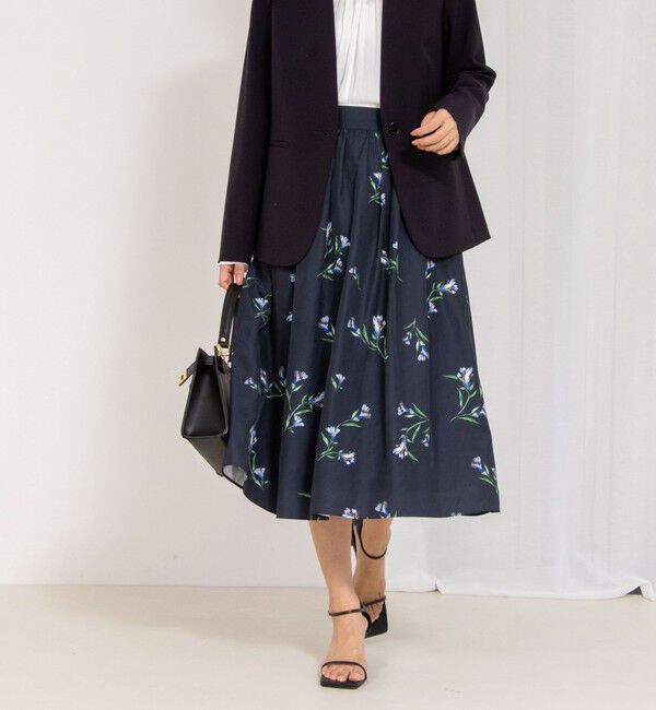 NOLLEY'S「ウォッシャブルフラワープリントスカート」|フレア|ブルー系その他7
