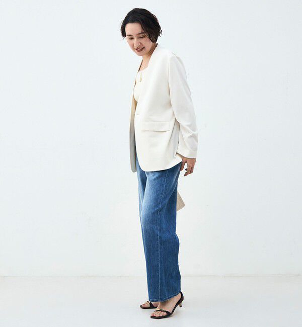 Rie Miller「ウォッシャブルノーカラージャケットジョーゼットダンボール」|ノーカラージャケット|