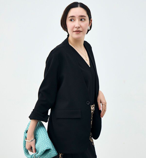 Rie Miller「ウォッシャブルノーカラージャケットジョーゼットダンボール」|ノーカラージャケット|