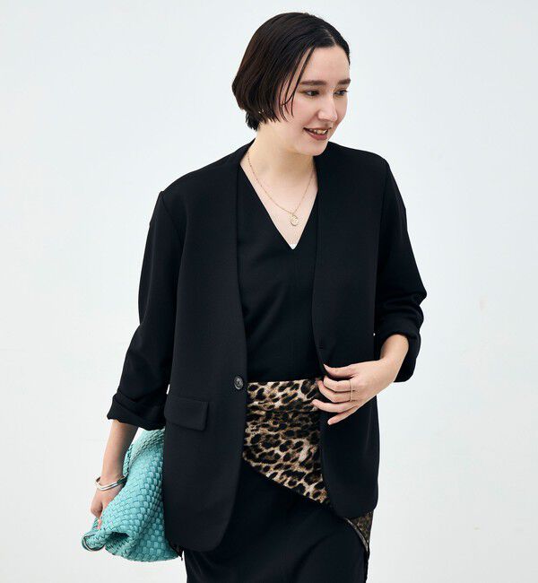 Rie Miller「ウォッシャブルノーカラージャケットジョーゼットダンボール」|ノーカラージャケット|