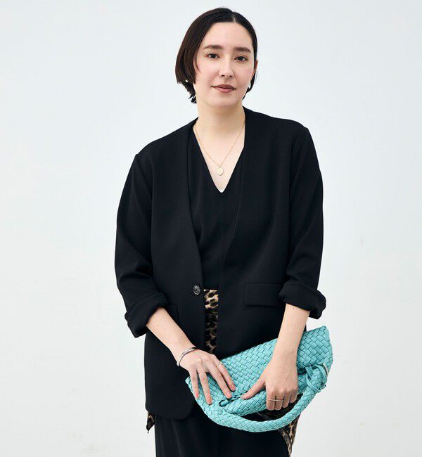 Rie Miller「ウォッシャブルノーカラージャケットジョーゼットダンボール」|ノーカラージャケット|