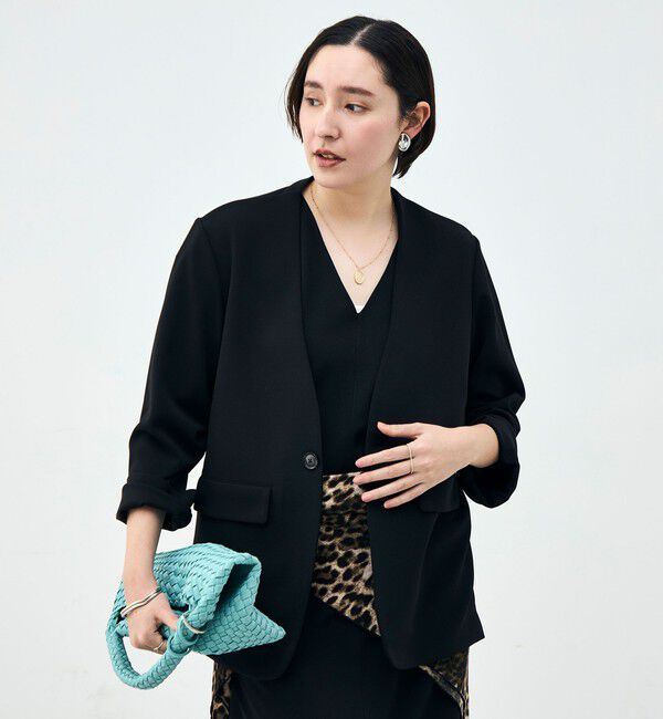 Rie Miller「ウォッシャブルノーカラージャケットジョーゼットダンボール」|ノーカラージャケット|