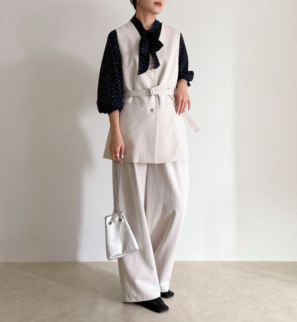 fredy emue「【セットアップ対応】パウダリーツイルイージーセミワイドパンツ」|チノ|