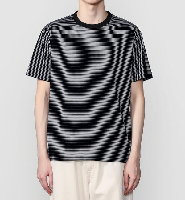 handvaerk「handvaerk | 60/2 クルーネック半袖Tシャツ STRIPE MEN」|Tシャツ・カットソー|