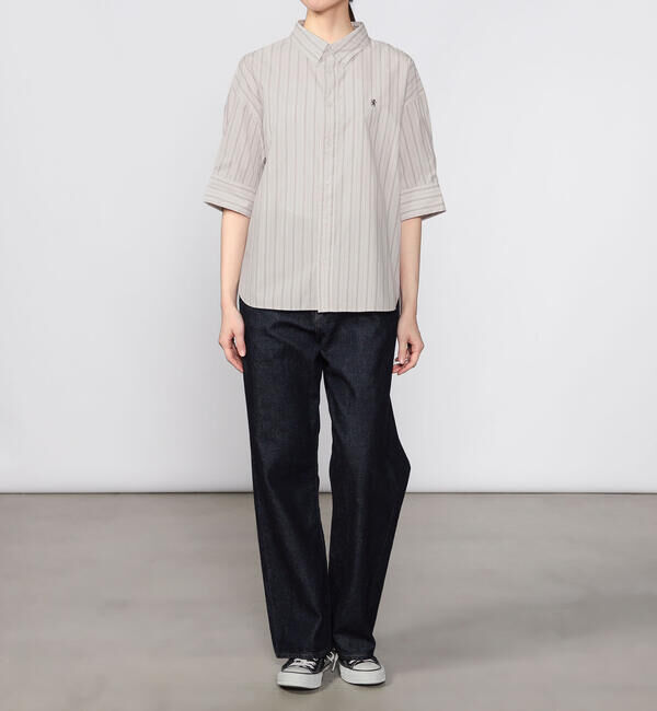 GYMPHLEX「Gymphlex | コットンタイプライター ストライプボタンダウンシャツ WOMEN」|シャツ・ブラウス|