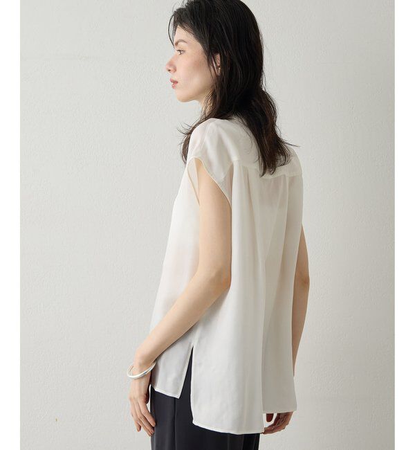 Drawing Numbers「【Drawing Numbers】キュプラノースリーブスリットブラウス」|シャツ・ブラウス|