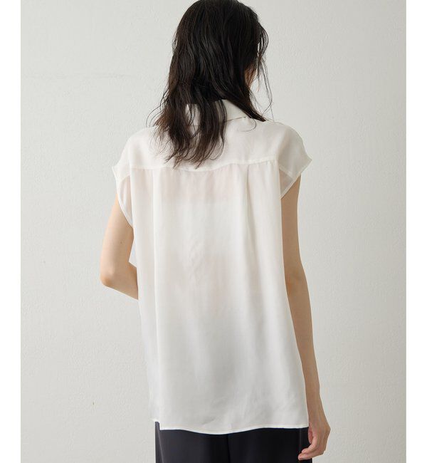 Drawing Numbers「【Drawing Numbers】キュプラノースリーブスリットブラウス」|シャツ・ブラウス|