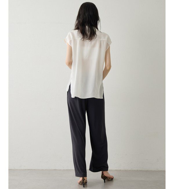 Drawing Numbers「【Drawing Numbers】キュプラノースリーブスリットブラウス」|シャツ・ブラウス|