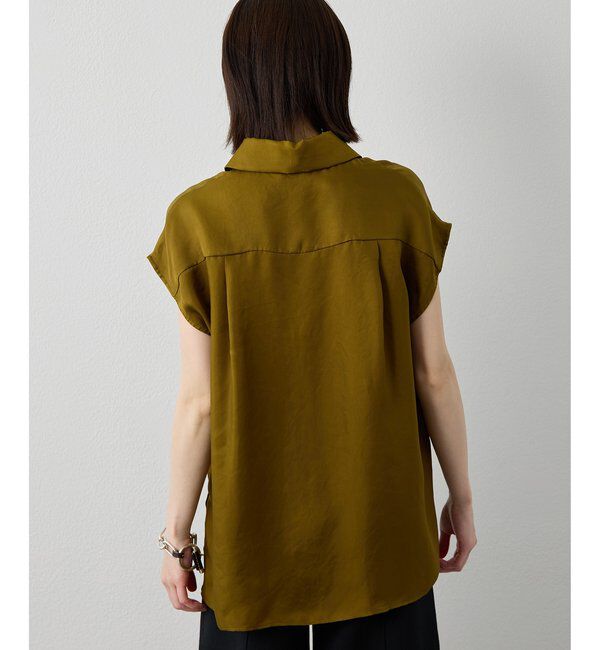 Drawing Numbers「【Drawing Numbers】キュプラノースリーブスリットブラウス」|シャツ・ブラウス|