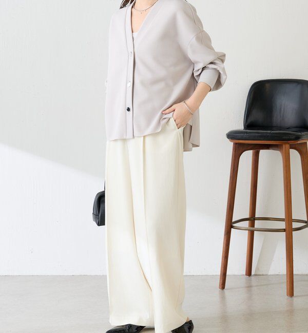  「《マイナス3kg見え/サイズ展開豊富》ジャージワイドパンツ」|スラックス|