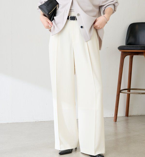  「《マイナス3kg見え/サイズ展開豊富》ジャージワイドパンツ」|スラックス|