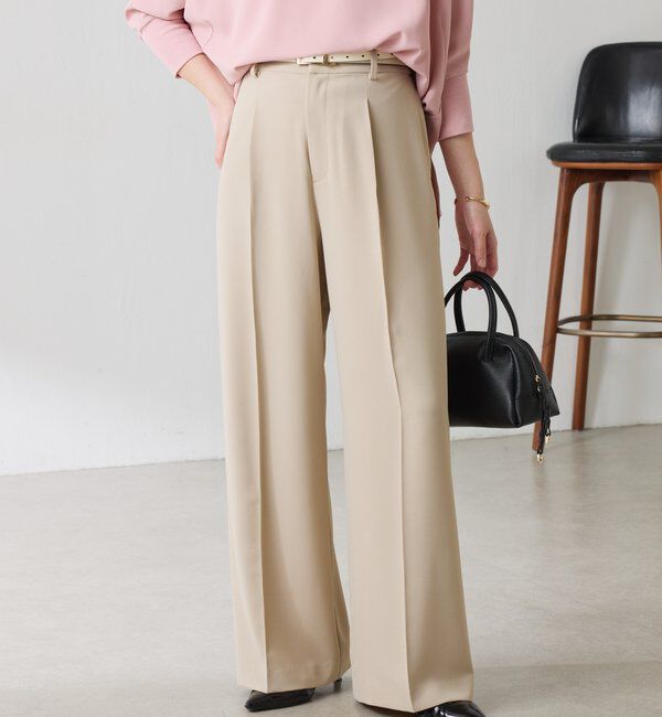  「《マイナス3kg見え/サイズ展開豊富》ジャージワイドパンツ」|スラックス|